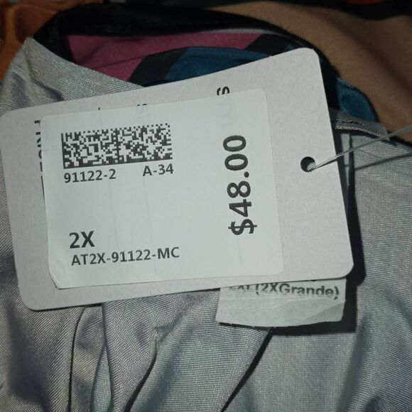 SPIN U.S.A GEOMETRIC MULTICOLOR BLOUSE SZ.2X NWT - Picture 6 of 6